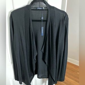 Magaschoni Black Linen Flutter Front Cardigan